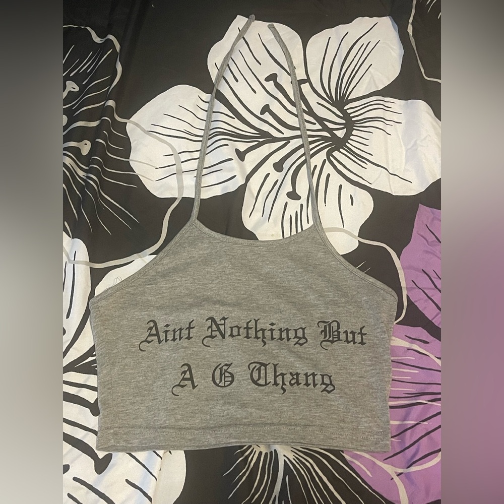 “Nothing But A G Thang” Gray Halter Crop Top, Small